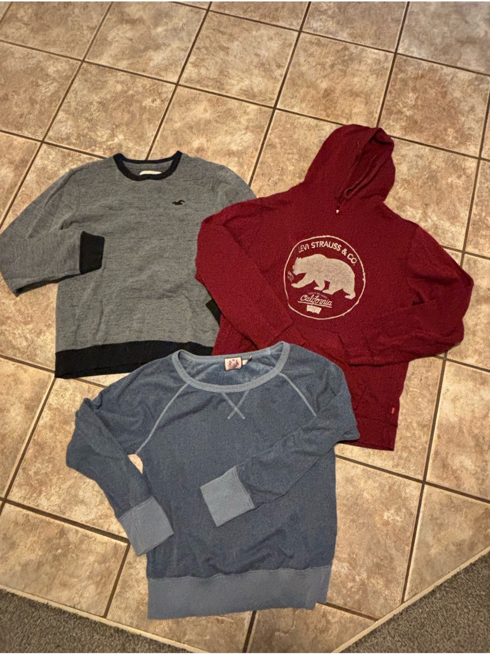 Hollister,Juicy Culture and Levi Strauss hoodie and crew necks Medium build size